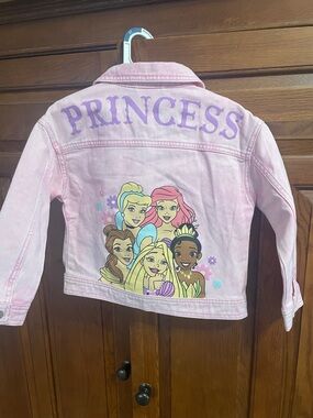 Disney princess pink denim jacket girls size 5T Like New
